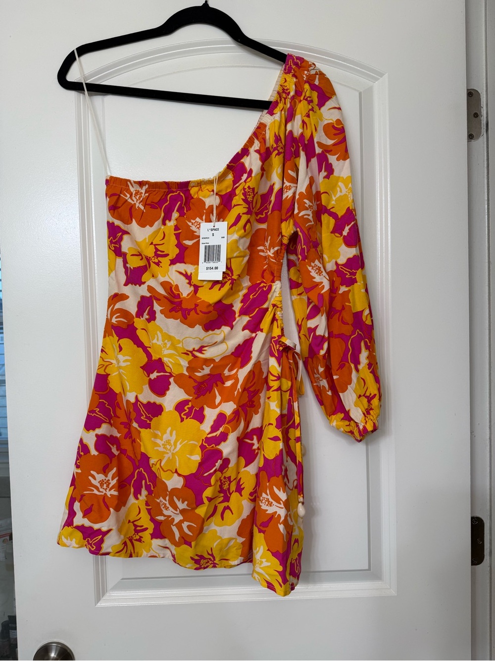 L Space One-Shoulder Floral Mini Dress in Yellow, Orange & Pink! NWT!